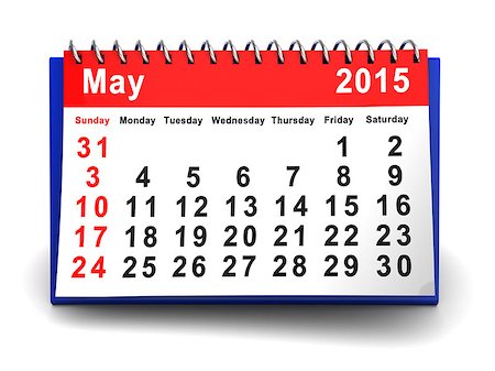 simsearch:400-05880553,k - 3d illustration of may 2015 calendar Photographie de stock - Aubaine LD & Abonnement, Code: 400-08152459