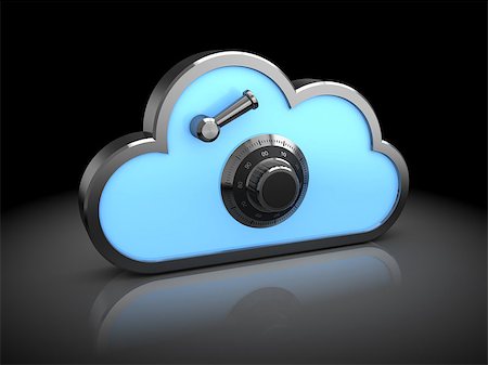 simsearch:400-05914602,k - 3d illustration of cloud icon with combination lock dial, protected storage concept Stockbilder - Microstock & Abonnement, Bildnummer: 400-08152466