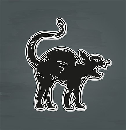 simsearch:400-07137786,k - black angry cat on white background, vector Foto de stock - Super Valor sin royalties y Suscripción, Código: 400-08152572