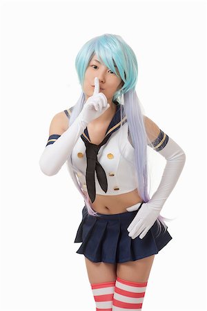 Beautiful and sexy Chinese woman having some fun with cosplay isolated on a white background Foto de stock - Super Valor sin royalties y Suscripción, Código: 400-08152620