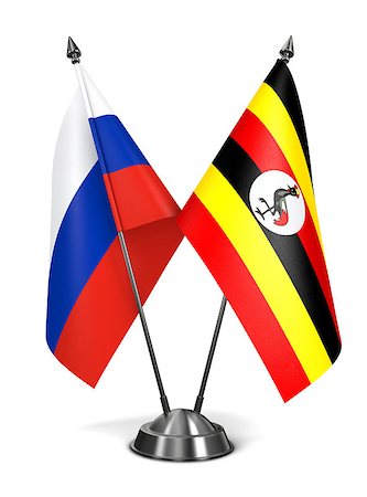 simsearch:400-08162232,k - Russia and Uganda - Miniature Flags Isolated on White Background. Stock Photo - Budget Royalty-Free & Subscription, Code: 400-08152661