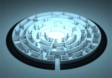 simsearch:700-00086503,k - Dark round maze with an illuminated center. conceptual image Foto de stock - Royalty-Free Super Valor e Assinatura, Número: 400-08153357