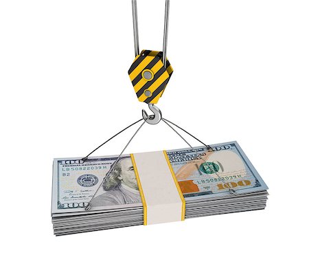 simsearch:400-06517688,k - 3d illustration of crane hook money currying over white background Stock Photo - Budget Royalty-Free & Subscription, Code: 400-08153462