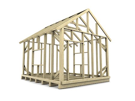 3d illustration of house frame over white background Stock Photo - Budget Royalty-Free & Subscription, Code: 400-08153476