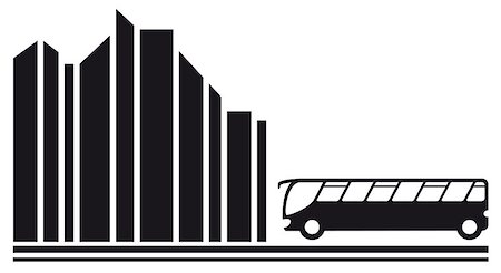 simsearch:400-08294017,k - travel symbol with moving bus in city black silhouette Stock Photo - Budget Royalty-Free & Subscription, Code: 400-08164114