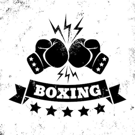 Vintage logo for a boxing on grunge background Stock Photo - Budget Royalty-Free & Subscription, Code: 400-08164198