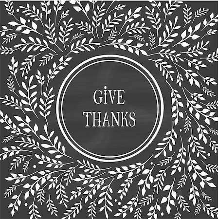 Card for Thanksgiving Day on the blackboard with floral design Stock Photo - Budget Royalty-Free & Subscription, Code: 400-08164220