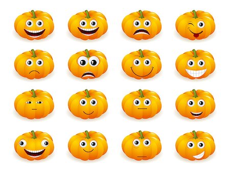 simsearch:400-06515866,k - Cute Halloween pumpkin decoration making  different funny face expressions Foto de stock - Super Valor sin royalties y Suscripción, Código: 400-08164356