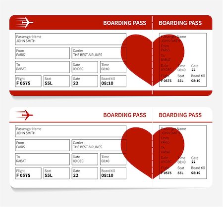 simsearch:400-03913175,k - Vector template of airline boarding pass tickets with heart Foto de stock - Royalty-Free Super Valor e Assinatura, Número: 400-08164351