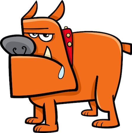 Cartoon Illustration of Bull Dog in Collar Fotografie stock - Microstock e Abbonamento, Codice: 400-08164444