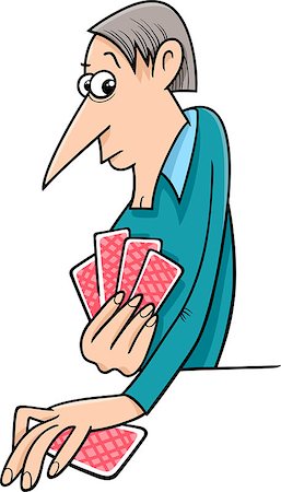 Cartoon illustration of Man Playing Cards Stock Photo - Budget Royalty-Free & Subscription, Code: 400-08164442