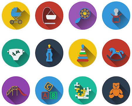 simsearch:400-07620468,k - Set of baby icons in flat design Stock Photo - Budget Royalty-Free & Subscription, Code: 400-08164504