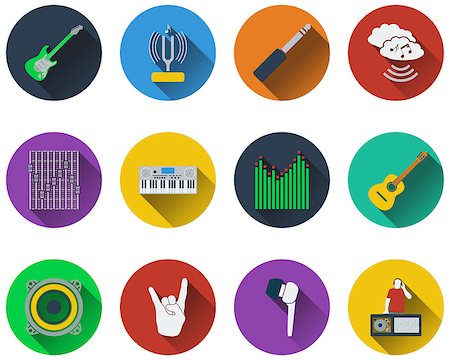 simsearch:400-08166117,k - Set of musical icons in flat design Stock Photo - Budget Royalty-Free & Subscription, Code: 400-08164506