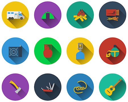 Set of camping icons in flat design Stock Photo - Budget Royalty-Free & Subscription, Code: 400-08164501