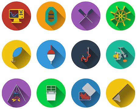 simsearch:400-08258030,k - Set of fishing icons in flat design Stock Photo - Budget Royalty-Free & Subscription, Code: 400-08164502