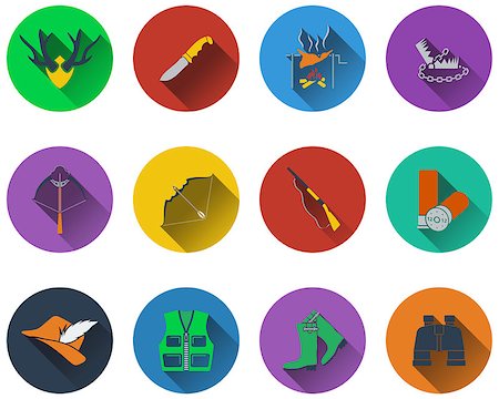 simsearch:400-06700048,k - Set of hunting icons in flat design Stock Photo - Budget Royalty-Free & Subscription, Code: 400-08164503