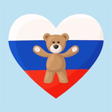 simsearch:400-09094879,k - Teddy Bears with heart with flag of Russia. Illustration of travel souvenir from visiting the country. Photographie de stock - Aubaine LD & Abonnement, Code: 400-08164712