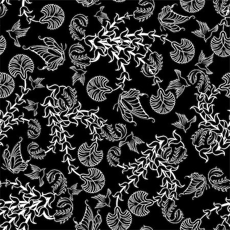 simsearch:400-08164930,k - Seamless floral ornate  pattern with butterflies Stock Photo - Budget Royalty-Free & Subscription, Code: 400-08164928
