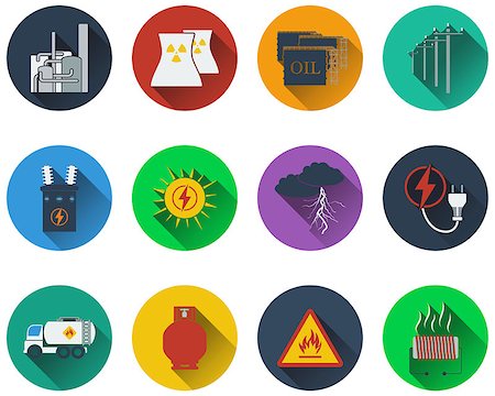 Set of energy icons in flat design Stock Photo - Budget Royalty-Free & Subscription, Code: 400-08165172