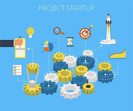 simsearch:400-07102453,k - Isometric 3d infographic illustration of project startup process with gearing and flat contour icons Stock Photo - Budget Royalty-Free & Subscription, Code: 400-08165416