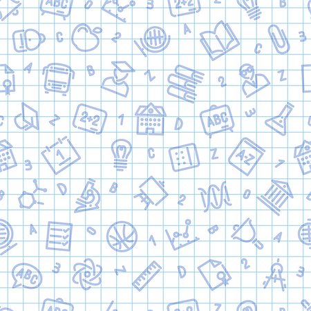 School Seamless Pattern on the Squared Sheet. Editable pattern in swatches. Clipping paths included in JPG file. Stock Photo - Budget Royalty-Free & Subscription, Code: 400-08165472