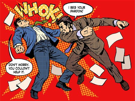 simsearch:400-08196064,k - Men fighting street crime emotions anger hate retro style pop art Stock Photo - Budget Royalty-Free & Subscription, Code: 400-08165535