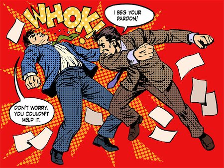 simsearch:400-08165661,k - Men fighting street crime emotions anger hate retro style pop art Photographie de stock - Aubaine LD & Abonnement, Code: 400-08165535