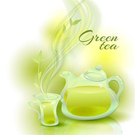 simsearch:400-06077206,k - Transparent glass teapot and a cup with green tea. Photographie de stock - Aubaine LD & Abonnement, Code: 400-08165629