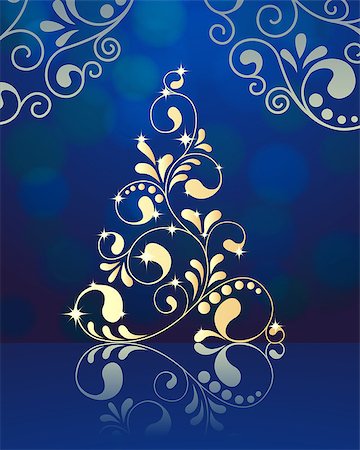 simsearch:400-06554049,k - Abstract winter blue background with Christmas tree. vector illustration. Foto de stock - Royalty-Free Super Valor e Assinatura, Número: 400-08165676