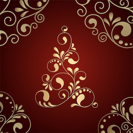 simsearch:400-06554049,k - Abstract winter red background with Christmas tree. vector illustration. Foto de stock - Royalty-Free Super Valor e Assinatura, Número: 400-08165677