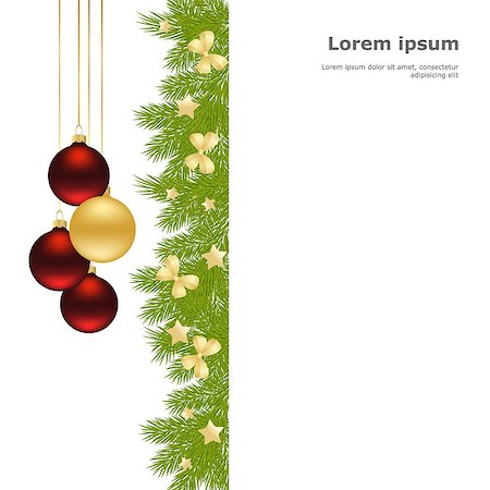 simsearch:400-06554049,k - Christmas card with Christmas tree branches and balls. Vector illustration Foto de stock - Royalty-Free Super Valor e Assinatura, Número: 400-08165671