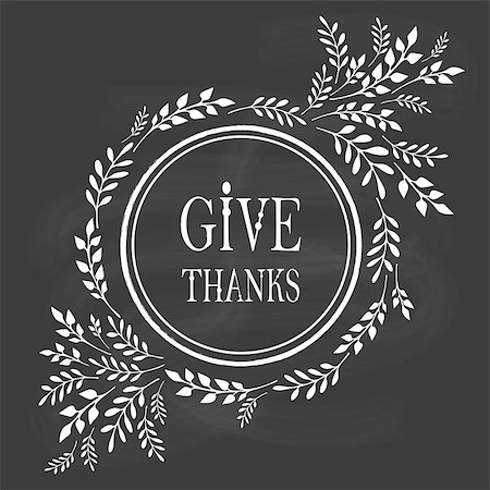 Card for Thanksgiving Day on the blackboard with floral design Stock Photo - Budget Royalty-Free & Subscription, Code: 400-08165786