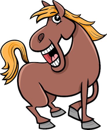 simsearch:400-09050259,k - Cartoon Illustration of Funny Horse Farm Animal Character Foto de stock - Royalty-Free Super Valor e Assinatura, Número: 400-08165801