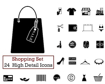 simsearch:400-08696973,k - Set of 24 Shopping icons in Black Color. Photographie de stock - Aubaine LD & Abonnement, Code: 400-08165815