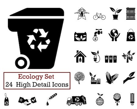 Set of 24 Ecology Icons in Black Color. Stock Photo - Budget Royalty-Free & Subscription, Code: 400-08165818