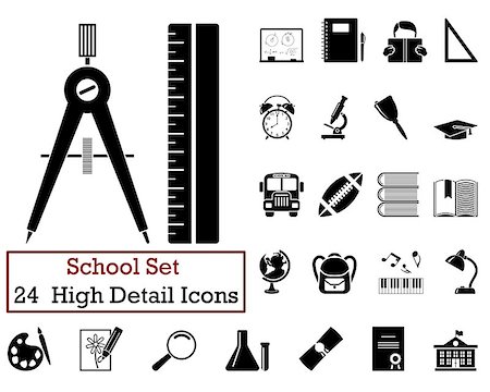 simsearch:400-04145625,k - Set of 24 Education Icons in Black Color. Stock Photo - Budget Royalty-Free & Subscription, Code: 400-08165813