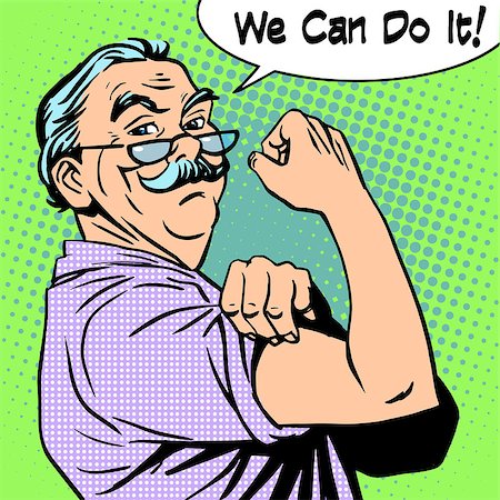 Grandpa the old man gesture strength we can do it. Power protest retro style pop art Stock Photo - Budget Royalty-Free & Subscription, Code: 400-08166025