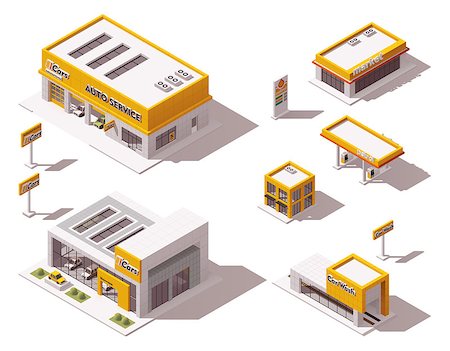 Set of the isometric road transport related buildings Stock Photo - Budget Royalty-Free & Subscription, Code: 400-08166051