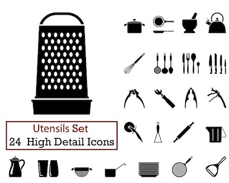 simsearch:700-01792281,k - Set of 24 Utensils Icons in Black Color. Fotografie stock - Microstock e Abbonamento, Codice: 400-08166104