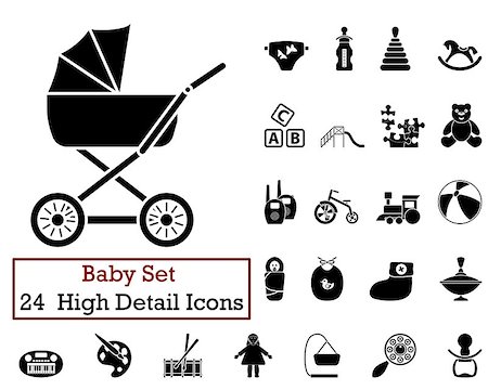 pacifier vector - Set of 24 Baby Icons in Black Color. Stock Photo - Budget Royalty-Free & Subscription, Code: 400-08166115