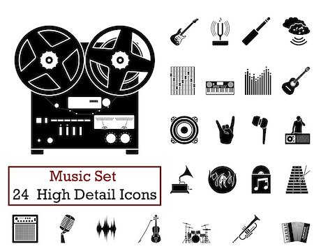 simsearch:400-08166117,k - Set of 24 Music Icons in Black Color. Stock Photo - Budget Royalty-Free & Subscription, Code: 400-08166117