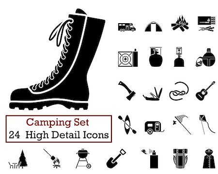 Set of 24 Camping Icons in Black Color. Stock Photo - Budget Royalty-Free & Subscription, Code: 400-08166112