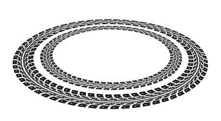 Tire tracks. Vector illustration on white background Stock Photo - Budget Royalty-Free & Subscription, Code: 400-08166185