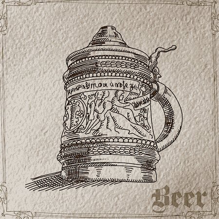 simsearch:400-07823206,k - freehand drawing large beer mug in a retro style Stock Photo - Budget Royalty-Free & Subscription, Code: 400-08166248