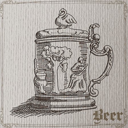 simsearch:400-07823206,k - freehand drawing large beer mug in a retro style Stock Photo - Budget Royalty-Free & Subscription, Code: 400-08166249