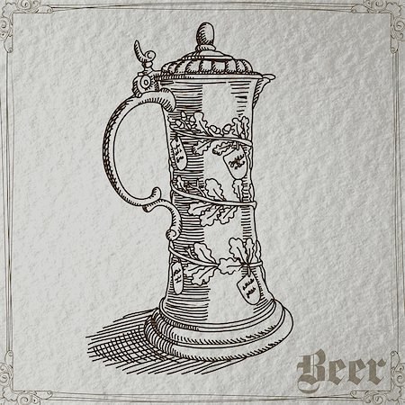 simsearch:400-07823206,k - freehand drawing large beer mug in a retro style Stock Photo - Budget Royalty-Free & Subscription, Code: 400-08166250