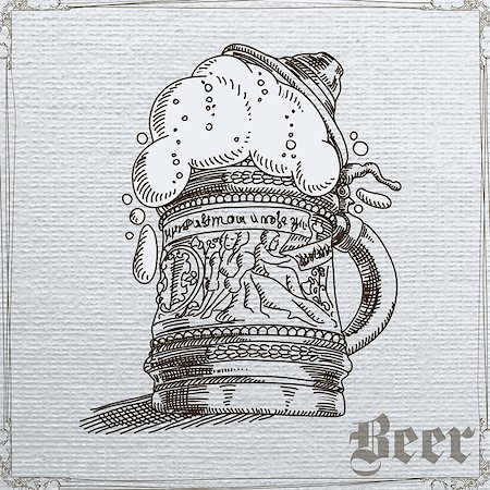 simsearch:400-07823206,k - freehand drawing large beer mug in a retro style Stock Photo - Budget Royalty-Free & Subscription, Code: 400-08166253