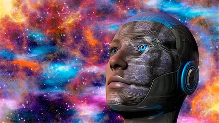 simsearch:400-04356646,k - Cyborg woman with deep space background Stock Photo - Budget Royalty-Free & Subscription, Code: 400-08166394