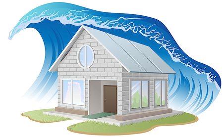 simsearch:400-08654218,k - Brick house washes flood. Illustration in vector format Photographie de stock - Aubaine LD & Abonnement, Code: 400-08166519