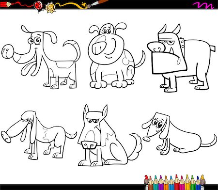 simsearch:400-09049798,k - Coloring Book Cartoon Illustration Set of Dogs Animal Characters Photographie de stock - Aubaine LD & Abonnement, Code: 400-08166556